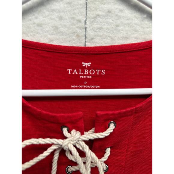 Talbots Small Petite Red Boat Neck Top Rope Neck Nautical Coastal July 4th - Picture 3 of 8